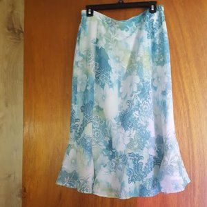Seafoam Green/White Flowered Skirt, Size 12